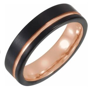 🖤 Black & 18K Rose Gold PVD Tungsten 6 mm Band 🖤